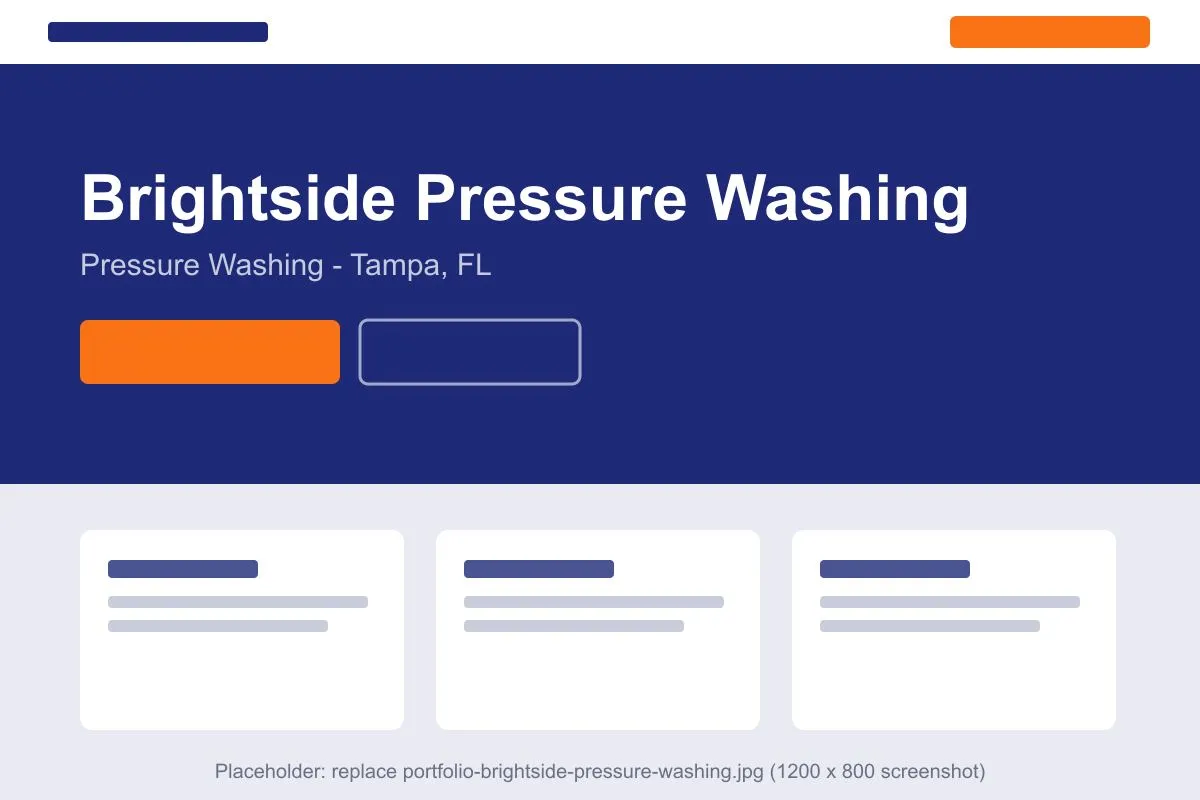 Concept website design for Brightside Pressure Washing, a pressure washing business in Tampa, FL