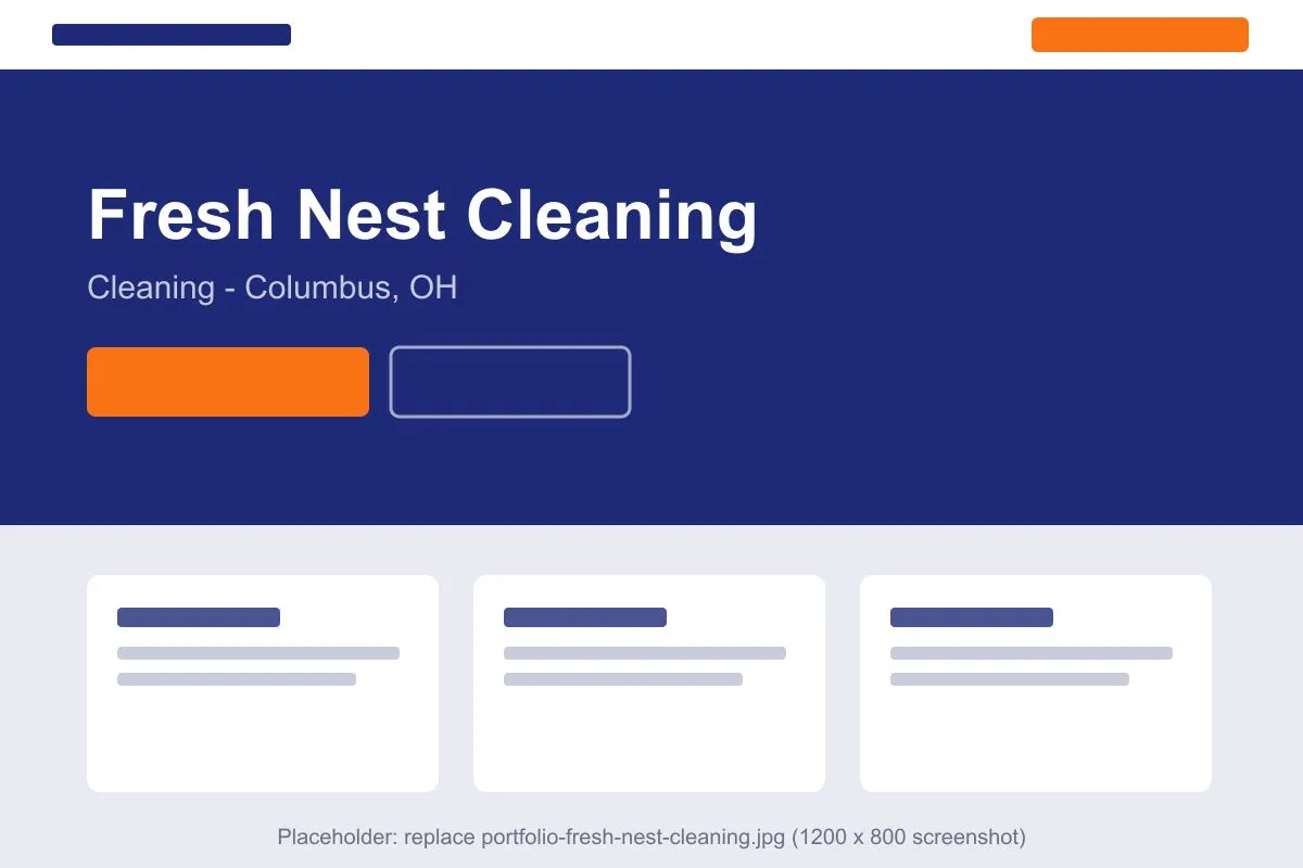 Concept website design for Fresh Nest Cleaning, a cleaning business in Columbus, OH
