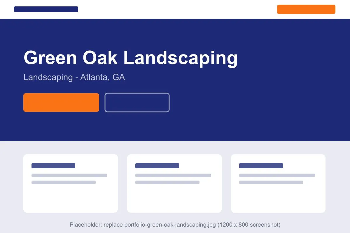 Concept website design for Green Oak Landscaping, a landscaping business in Atlanta, GA