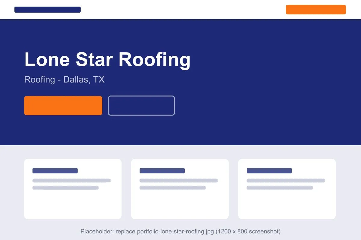 Concept website design for Lone Star Roofing, a roofing business in Dallas, TX